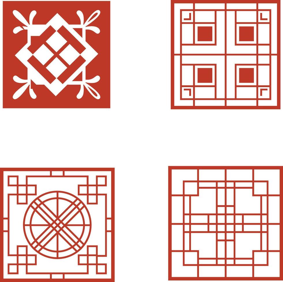 Traditional Chinese Pattern Elements. Isolated On White Background, Vector Illustration