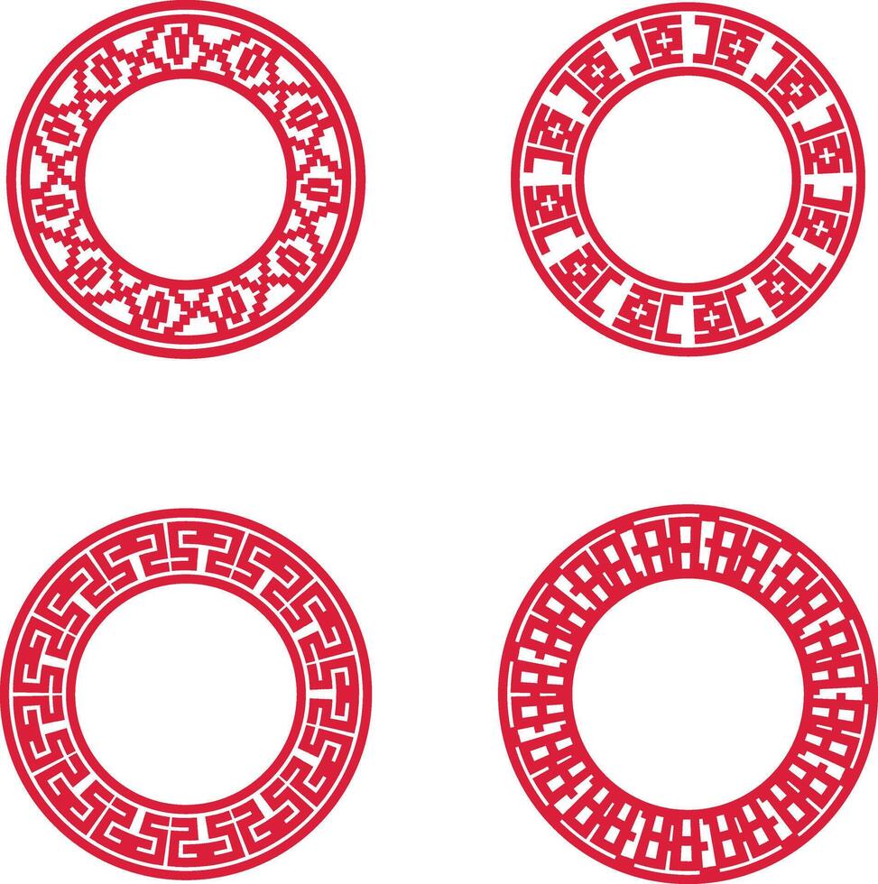 Chinese Traditional Circle Frame Icon. Isolated On White Background. vector