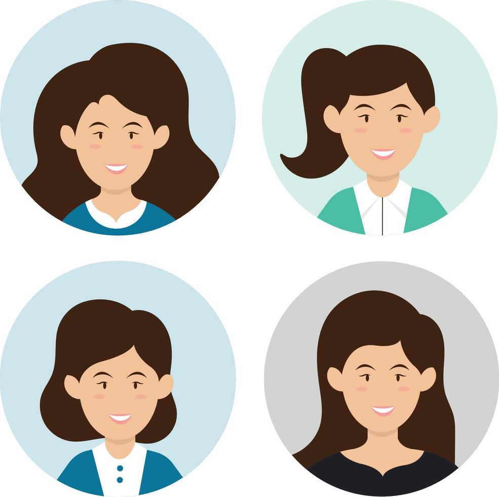 Bussines Woman Avatar Icons Set. Isolated On White Background vector