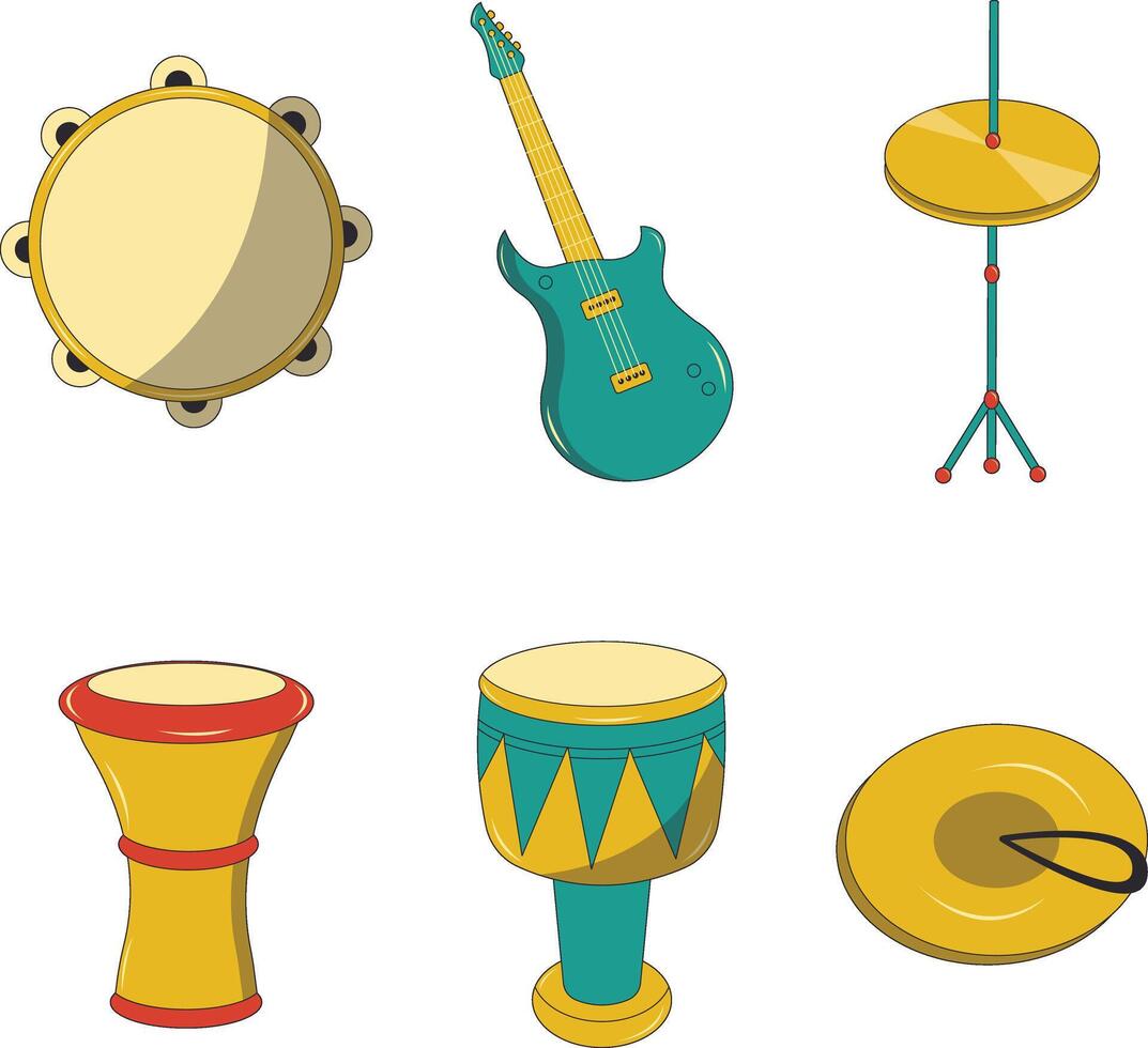 Musical Instruments Elements Set. Isolated On White Background vector