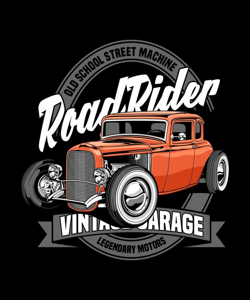 Road Rider Vintage Vector Illustration