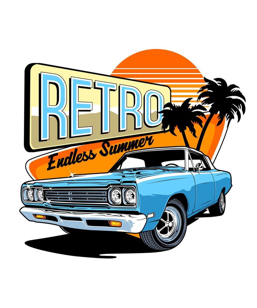 Retro Endless Summer Vintage Vector Illustration