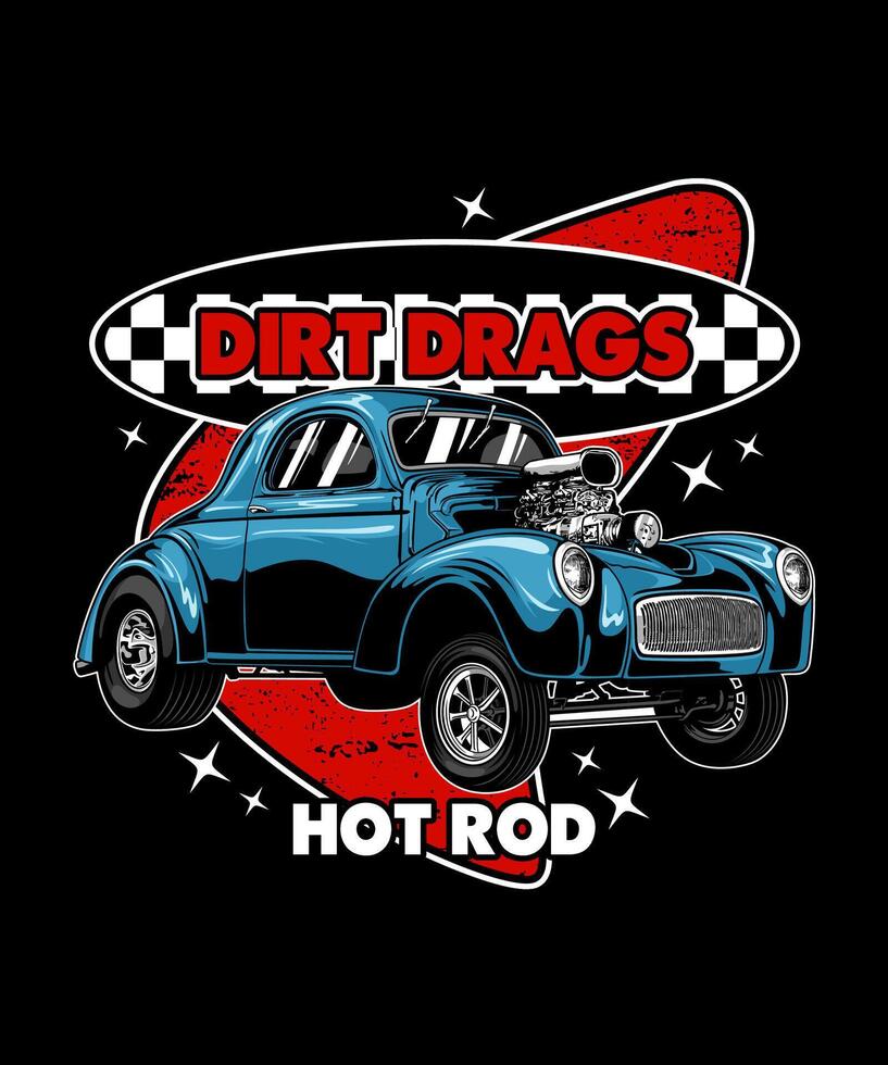 Dirt Drags Vintage Vector Illustration