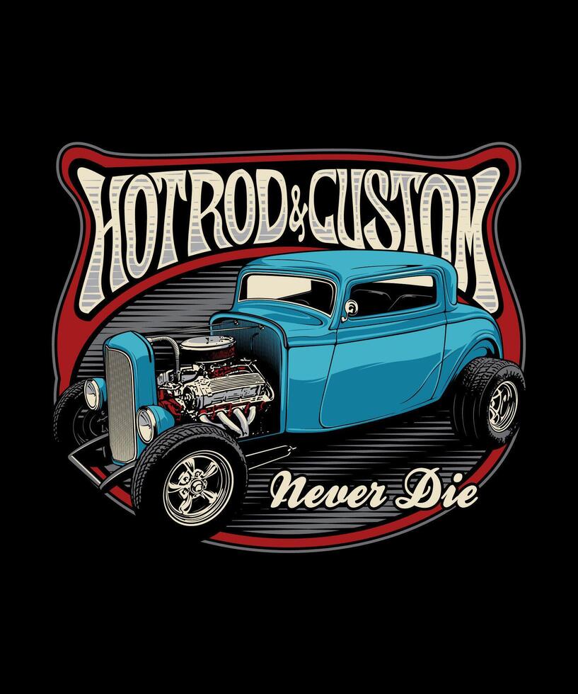 Hotrod Custom Vintage Vector Illustration
