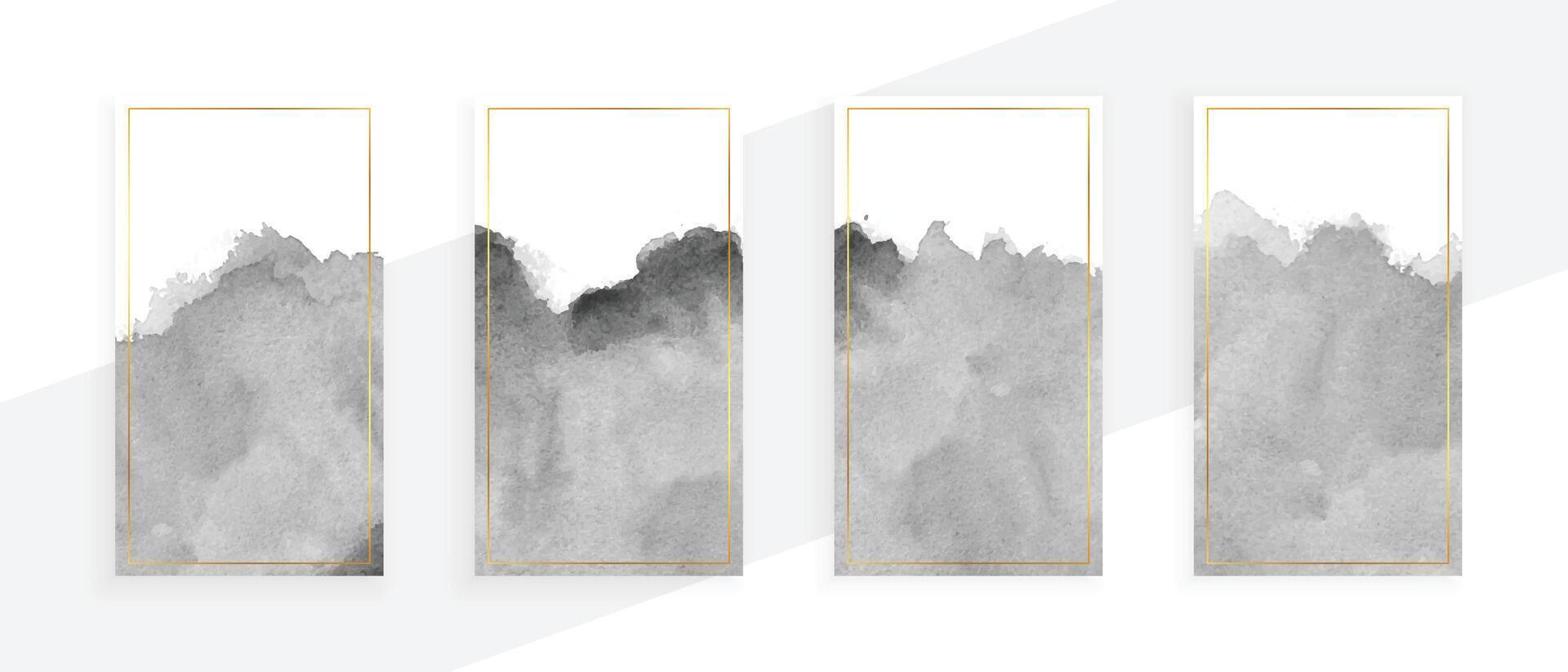 gray watercolor banners set of four vector