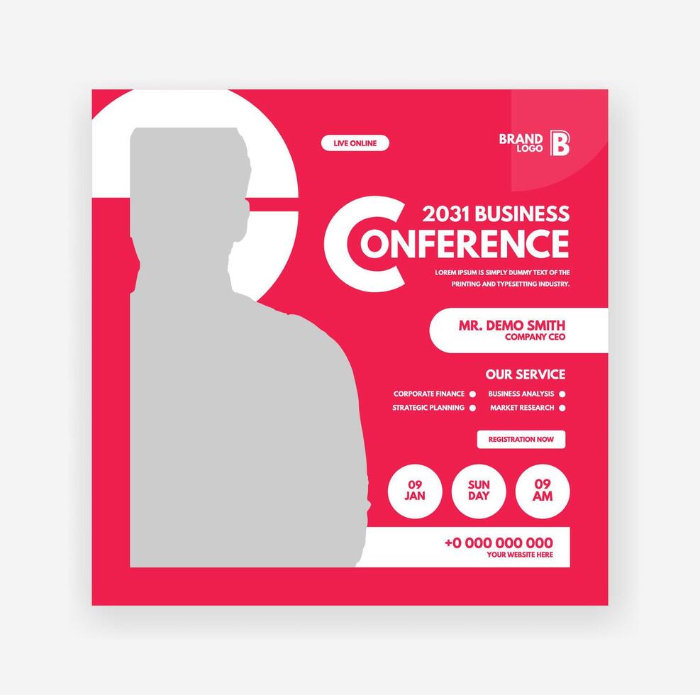 Business Conference social media post design template vector