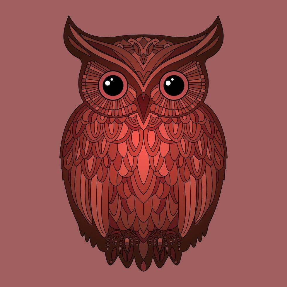 Colored detailed owl. And draw vector illustration