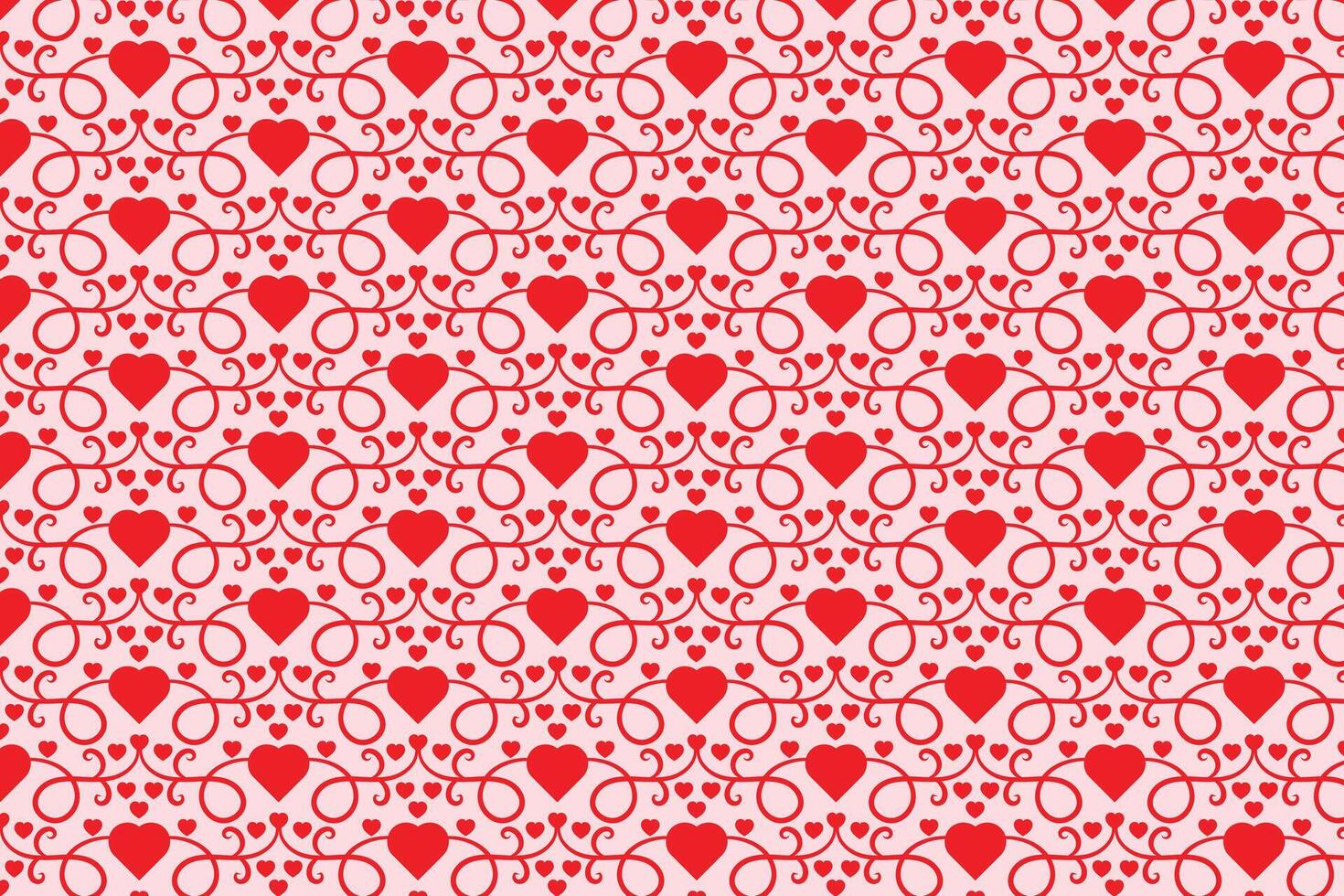 Red love romantic texture valentines day, abstract hearts Swirls pattern, curly heart repeating background, Flourishes Swirling romance seamless wrapping paper, lovely Elegant Digital fabric vector