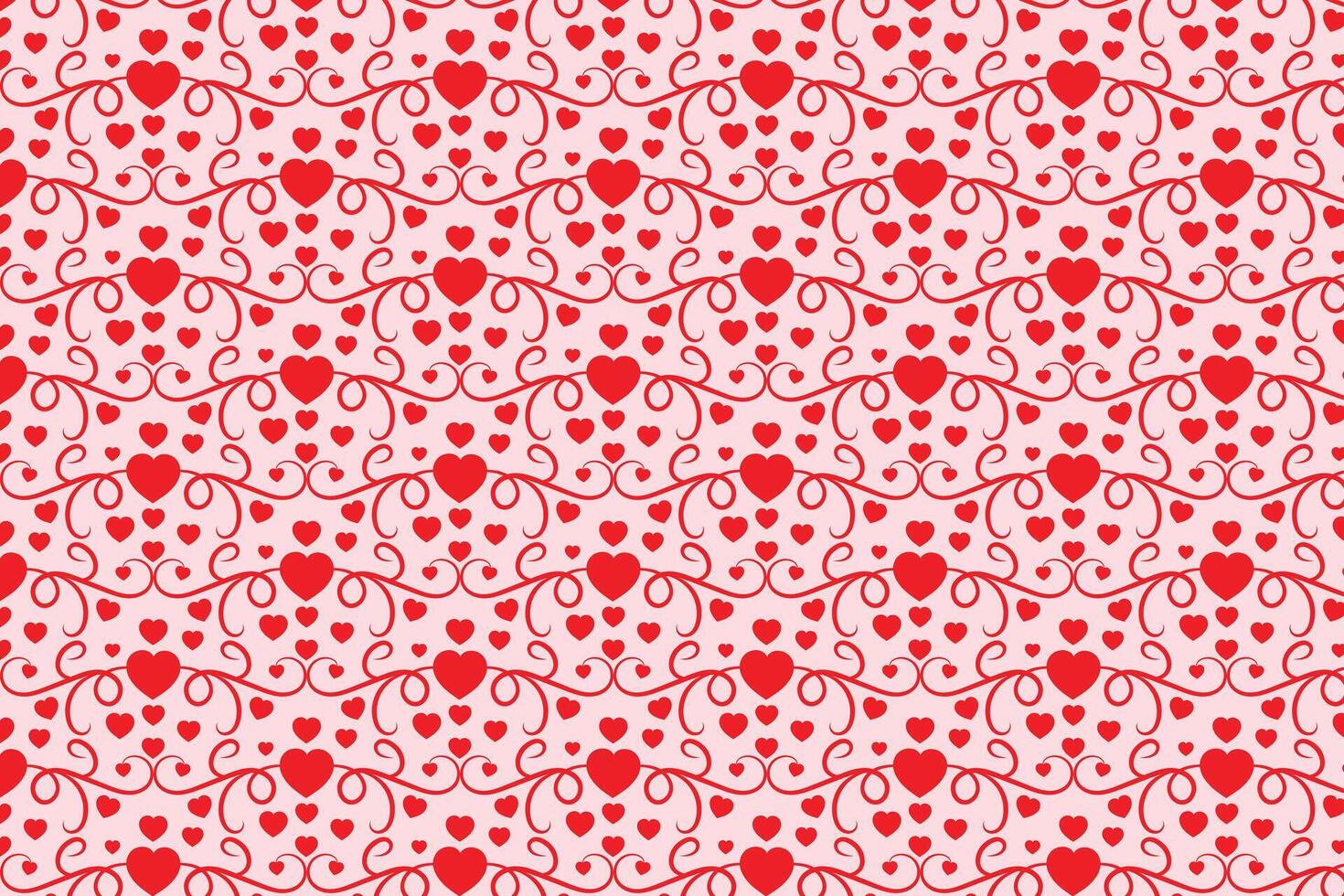 Red love romantic texture valentines day, abstract hearts Swirls pattern, curly heart repeating background, Flourishes Swirling romance seamless wrapping paper, lovely Elegant Digital fabric vector