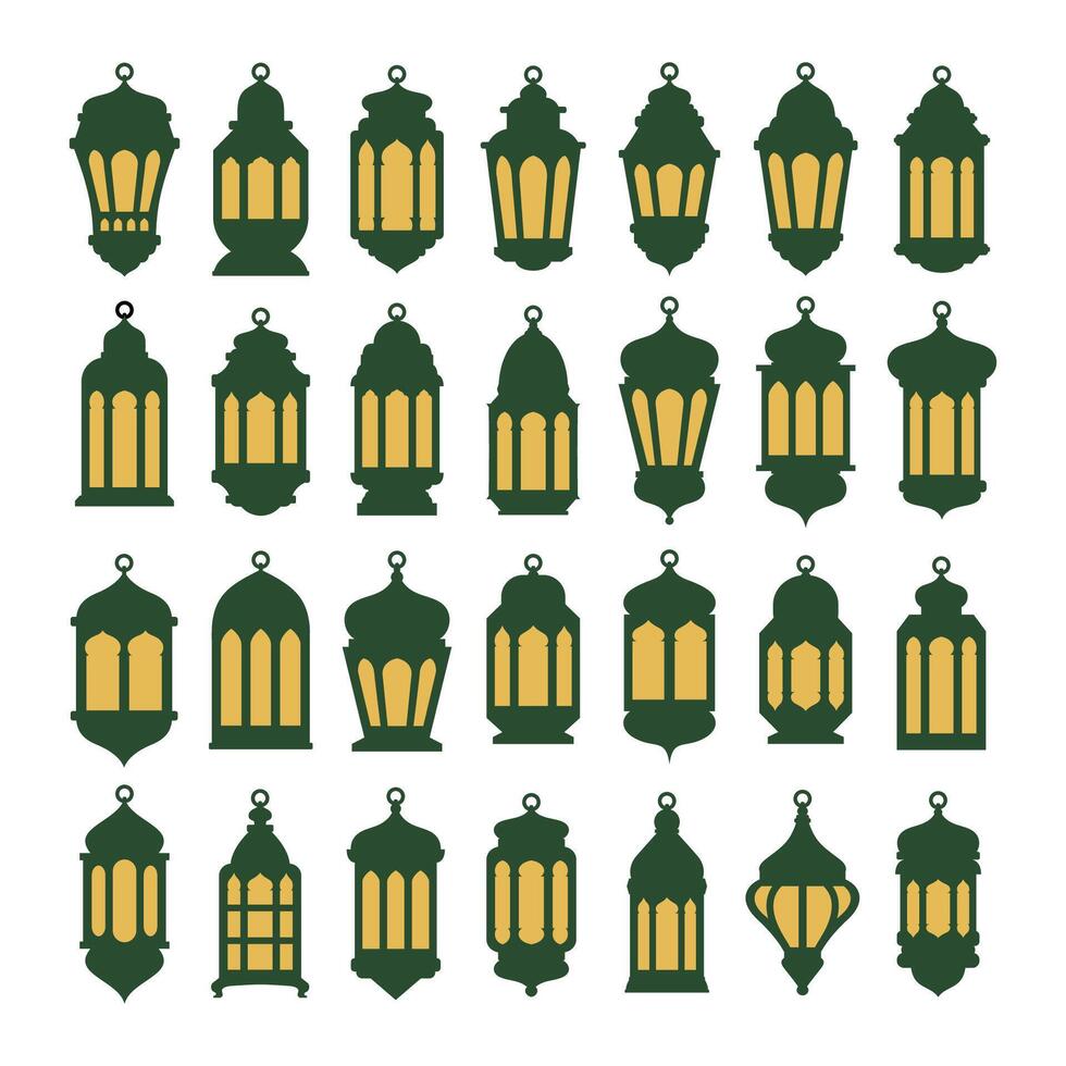 Arabic Ramadan Kareem eastern lanterns garland. Muslim lanterns, Islamic oriental garland. Muslim holiday lantern vector