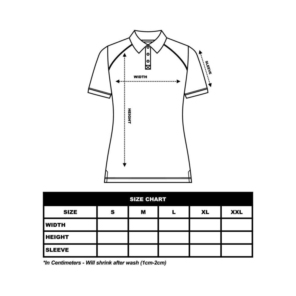 Short sleeve t shirt Size Chart, woman round, square and V neck. technical drawing fashion flat sketch vector illustration