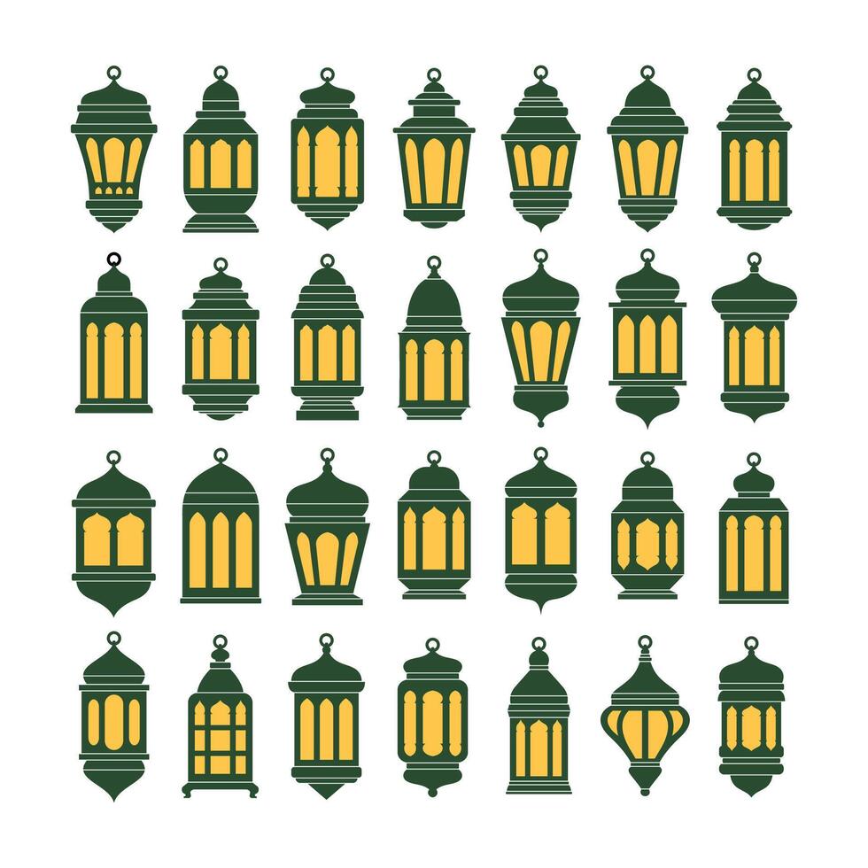 Arabic Ramadan Kareem eastern lanterns garland. Muslim lanterns, Islamic oriental garland. Muslim holiday lantern vector