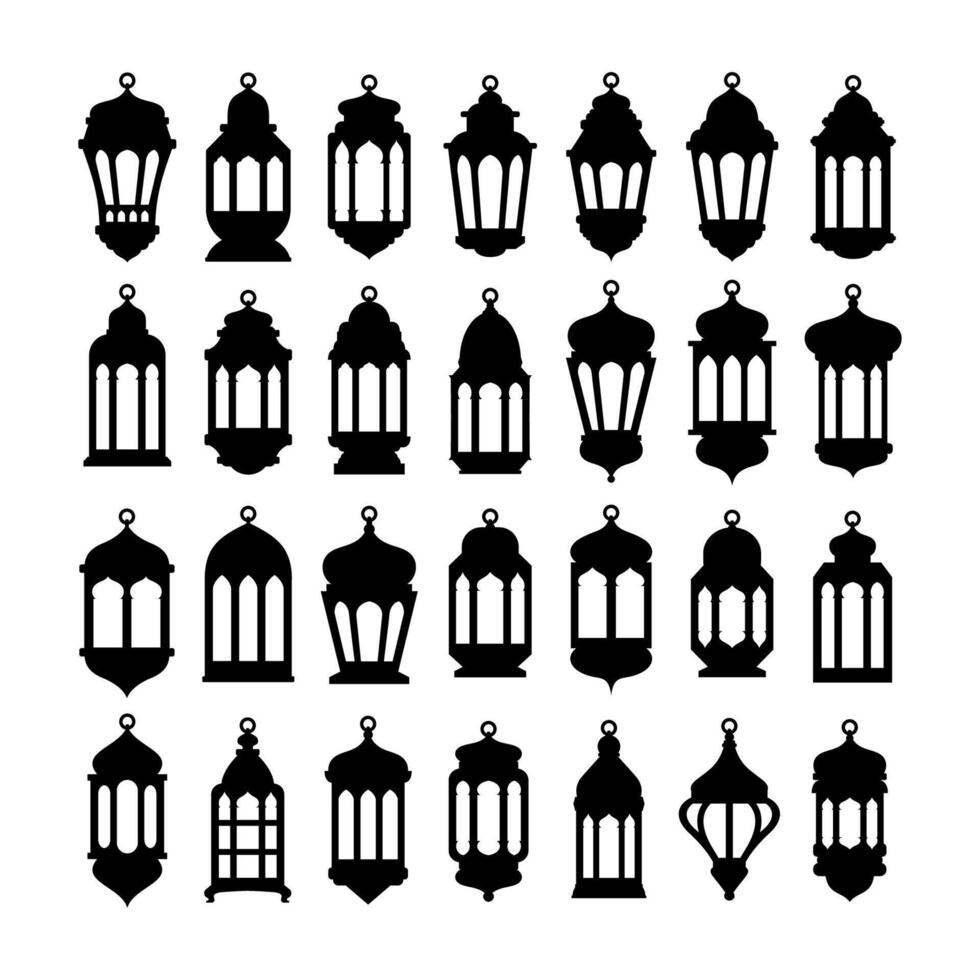 Arabic Ramadan Kareem eastern lanterns garland. Muslim lanterns, Islamic oriental garland. Muslim holiday lantern vector