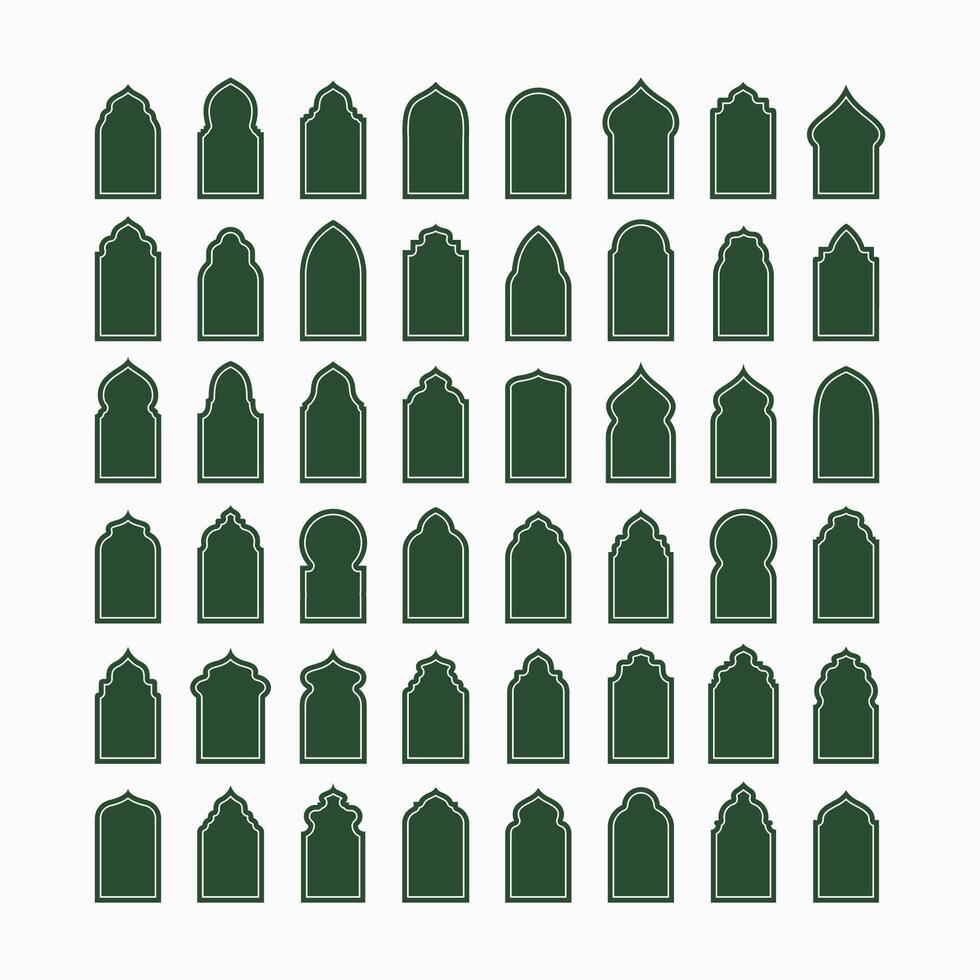 islámico estilo frontera y marco diseño. árabe Ramadán ventanas ornamento decoración antiguo. musulmán tema. vector