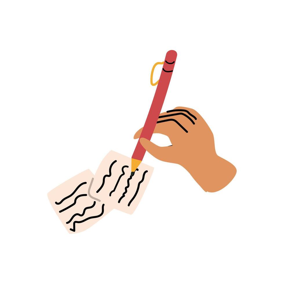 human hand writing on paper, author mail concept vector