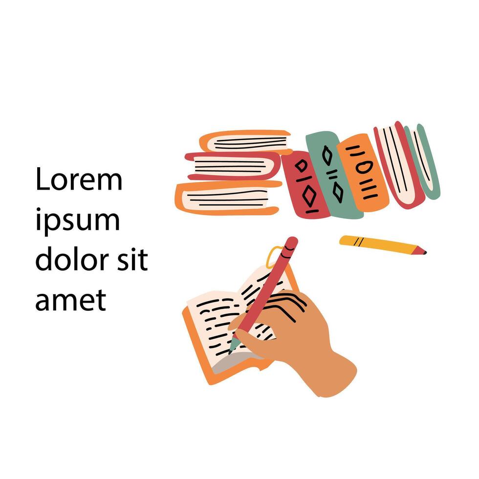 education concept in library, in home vector