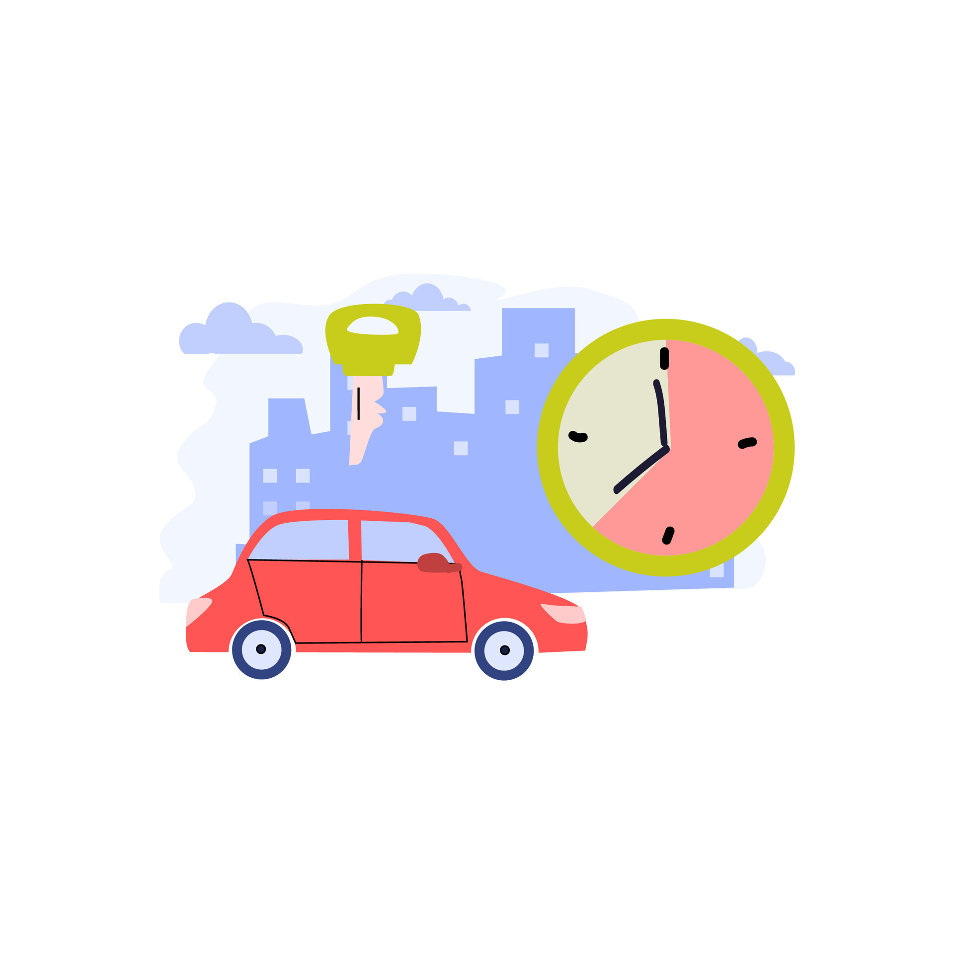 automobile vehicle and clock show time and key 37763830 Vector Art at