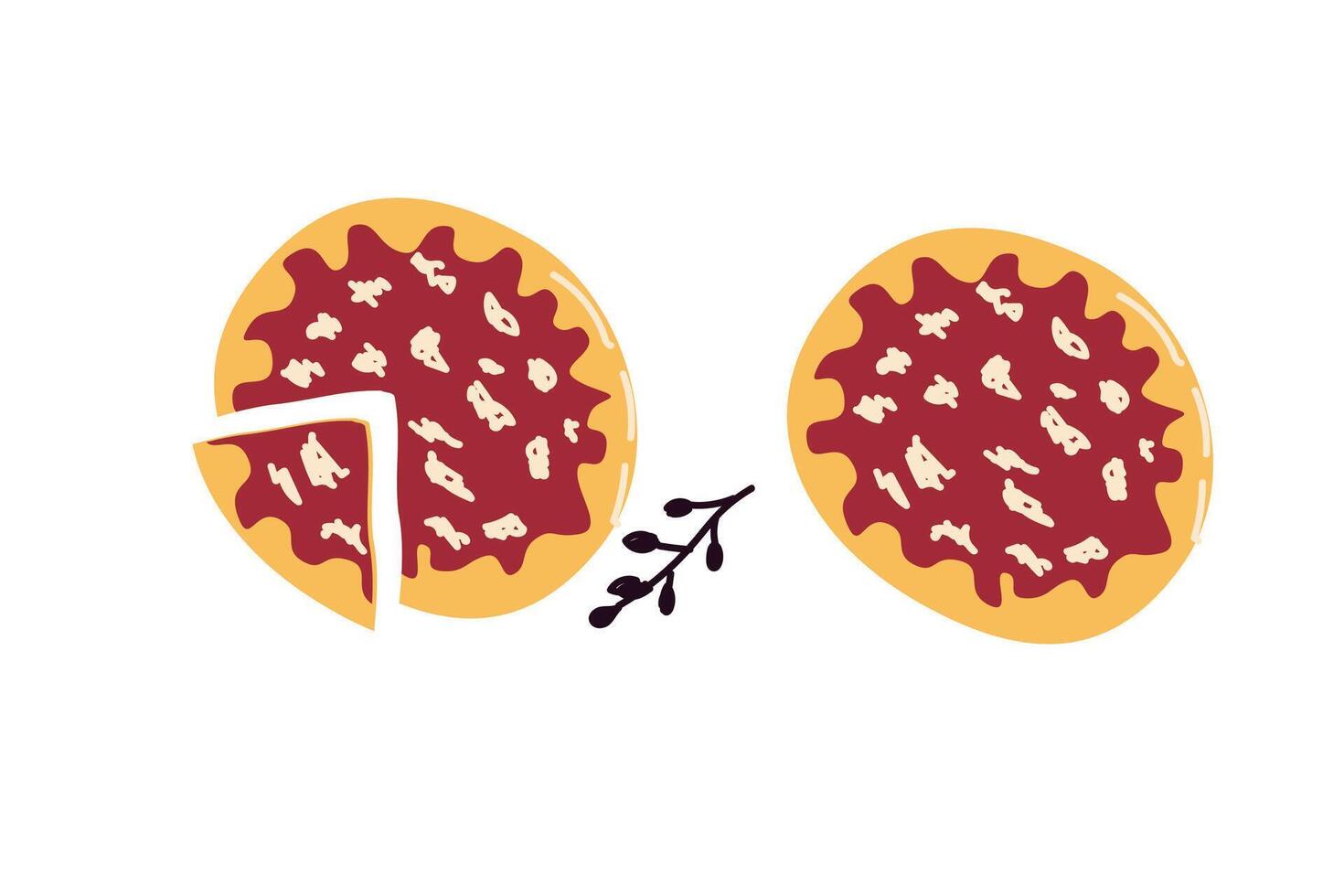 Hand drawn fruit and berry pie with filling vector