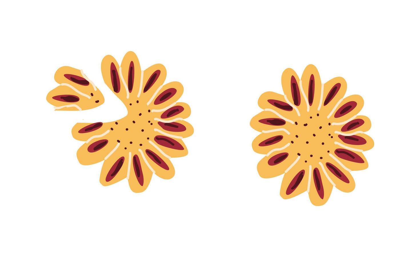 Hand drawn fruit and berry pie with filling in flower shape vector