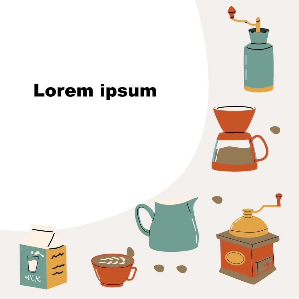 Coffee brewing pots banner background with copy space vector