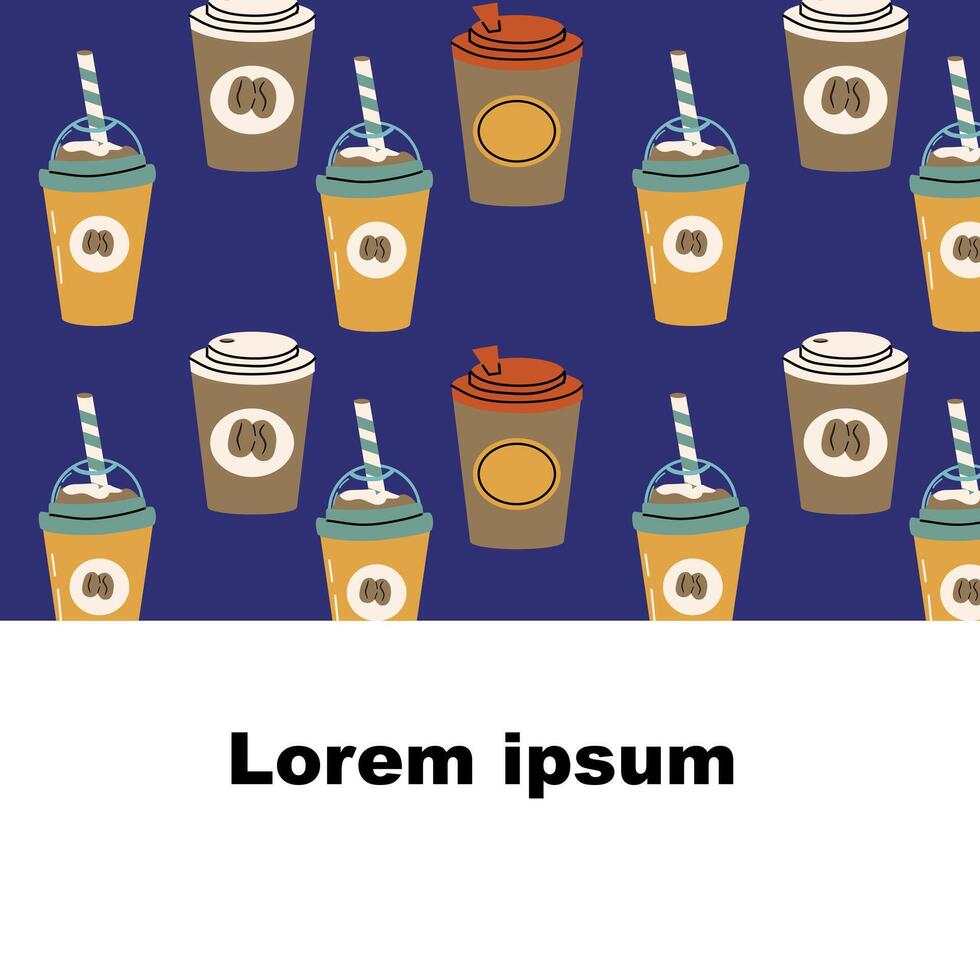 coffee cups cartoon background with copy space vector