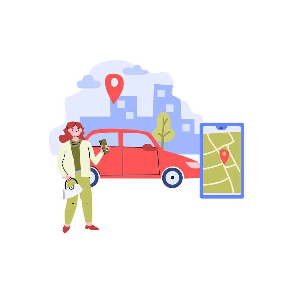 rent car sharing concept, transportation carsharing service vector
