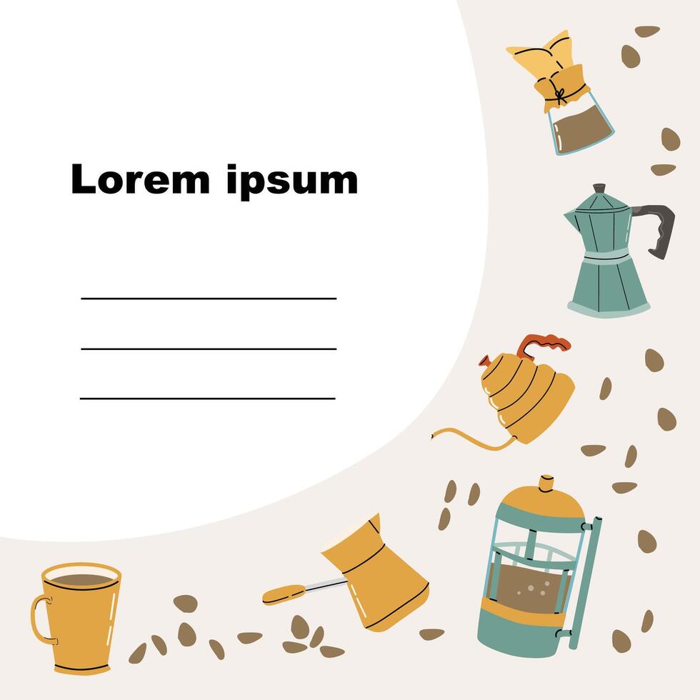 Coffee brewing equipment pots banner background with copy space vector