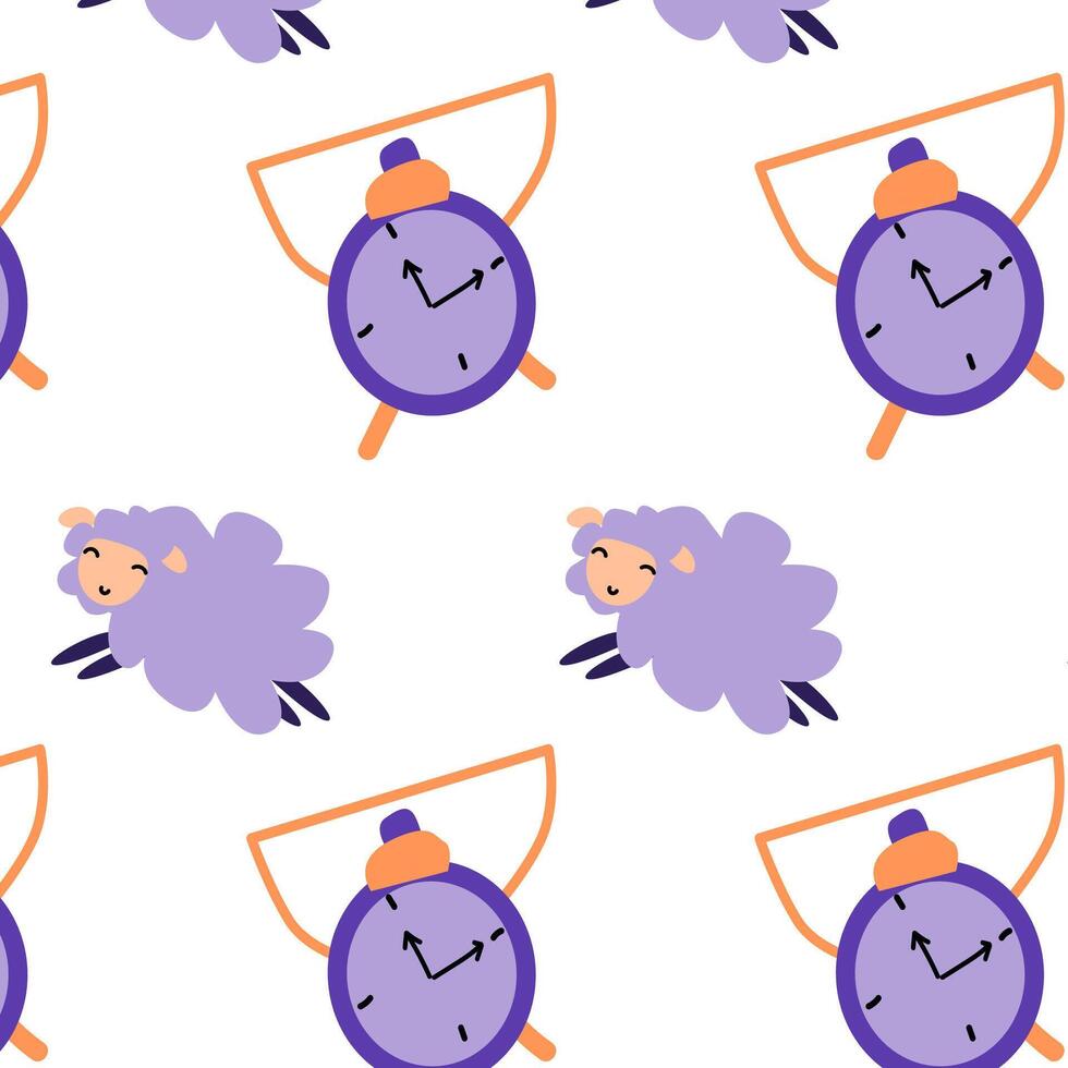 cartoon sheep and clock vector background