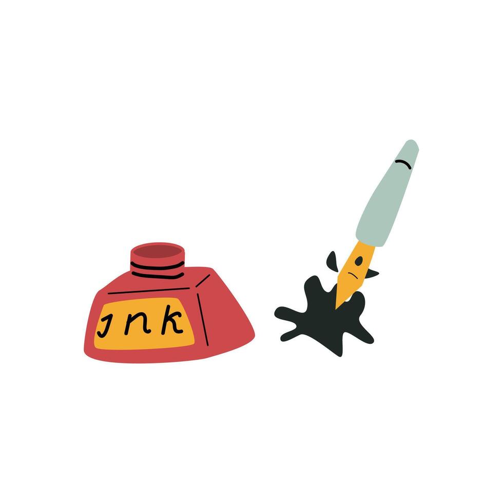 ink and ink pen tool with spot icons vector