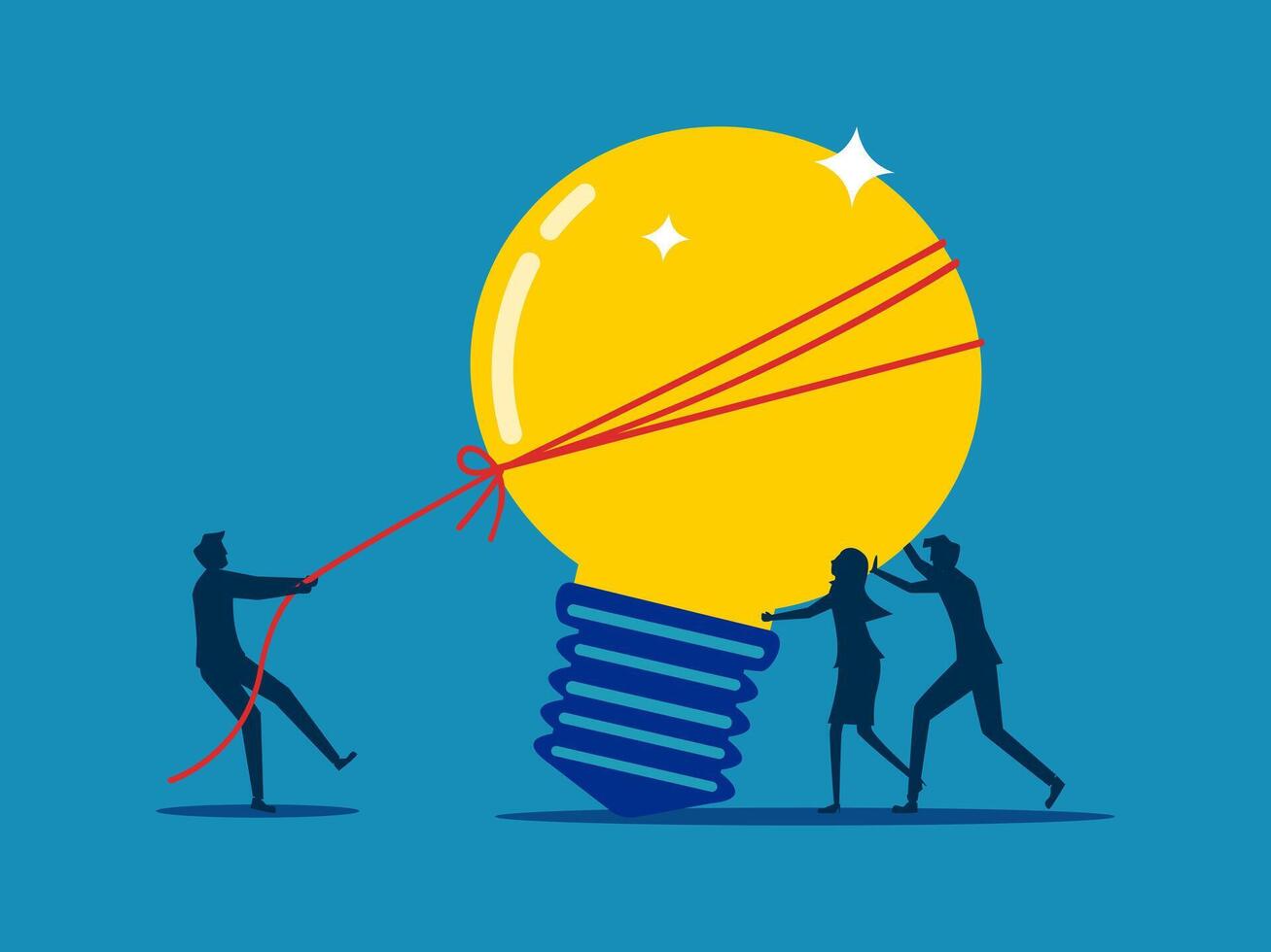 team helping to set up new idea light bulbs vector