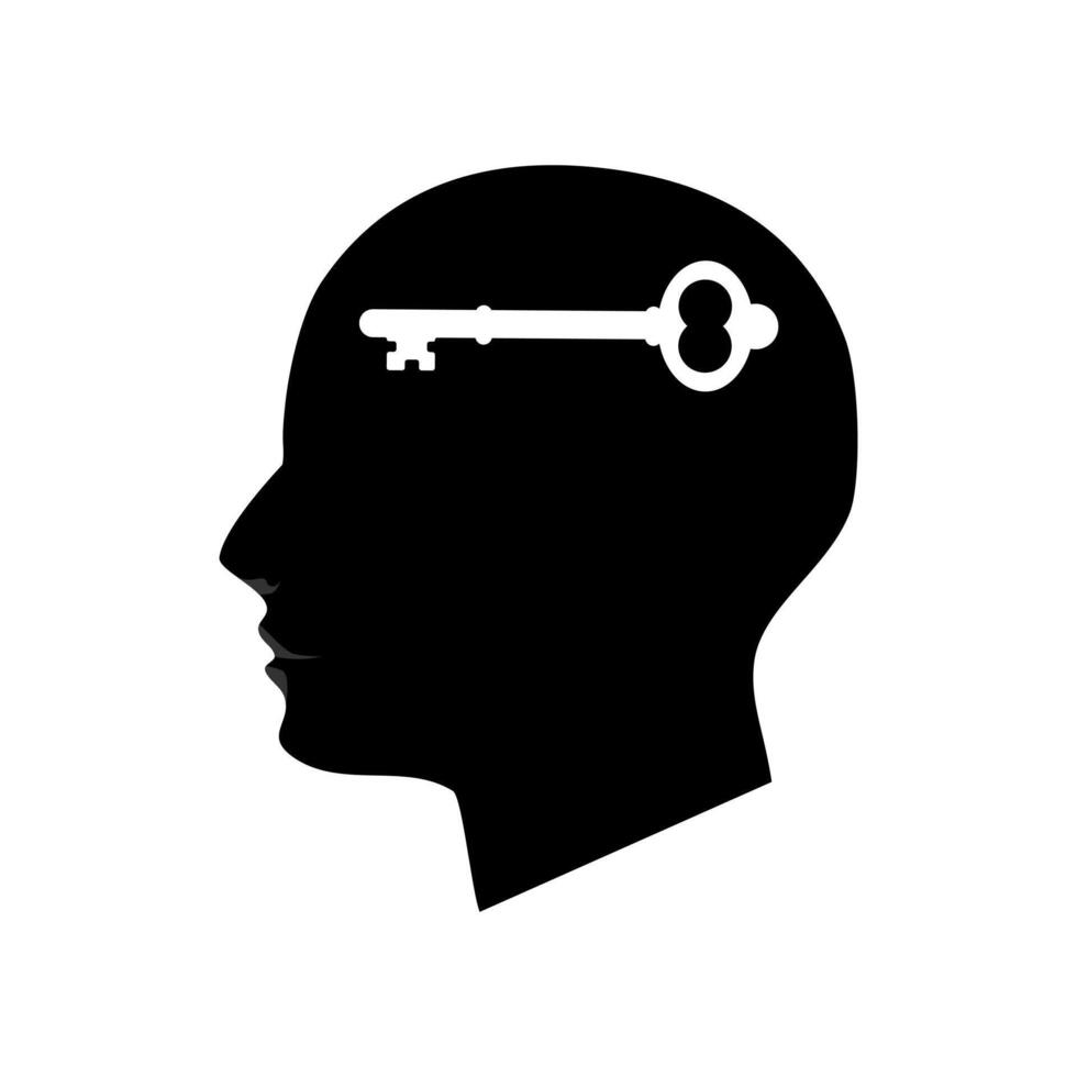 Idea key in head on white background vector