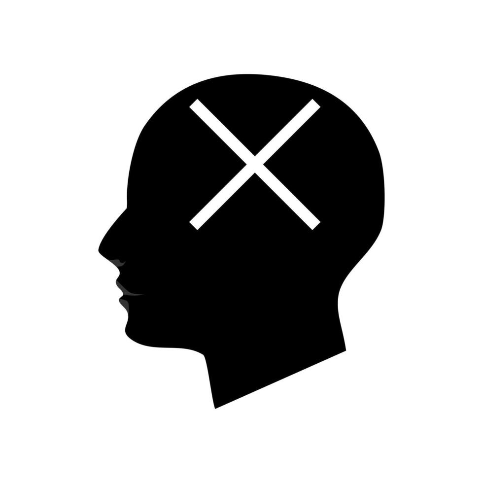 head silhouette and the wrong mark icon vector