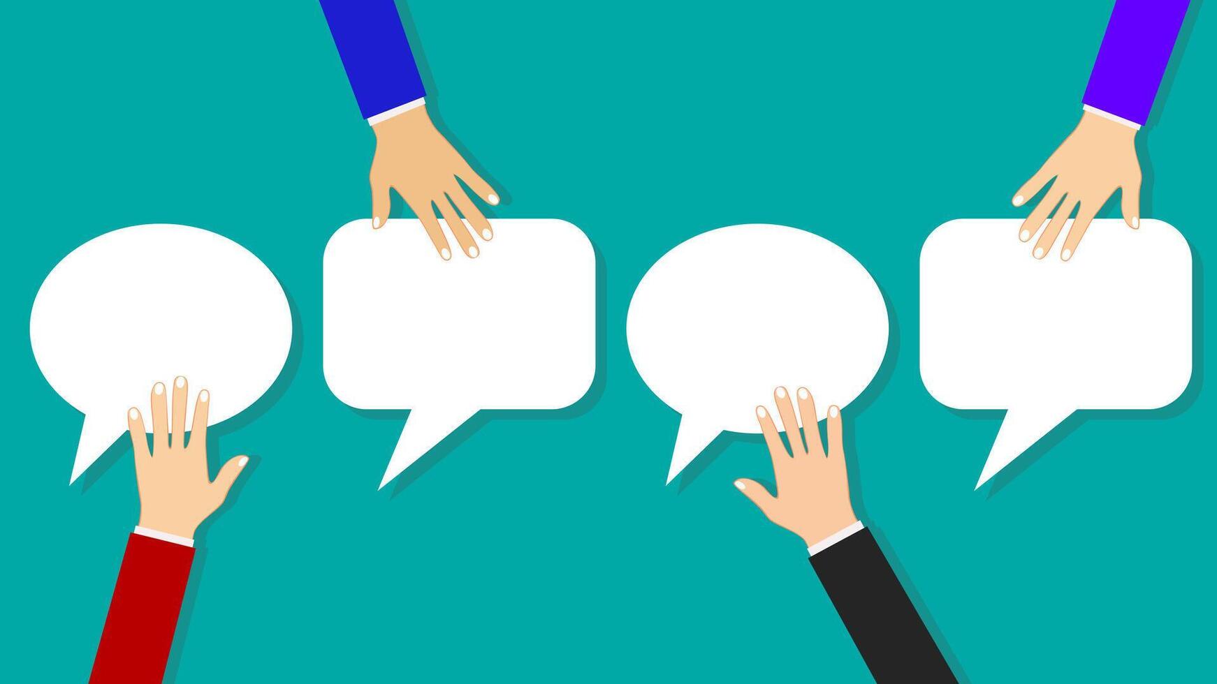 hands holding blank speech bubbles vector