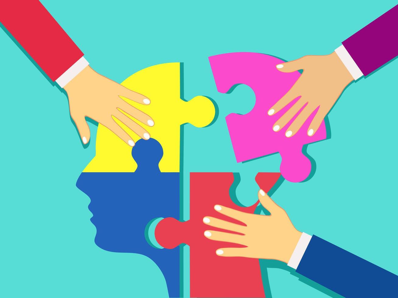 human head jigsaw puzzle vector