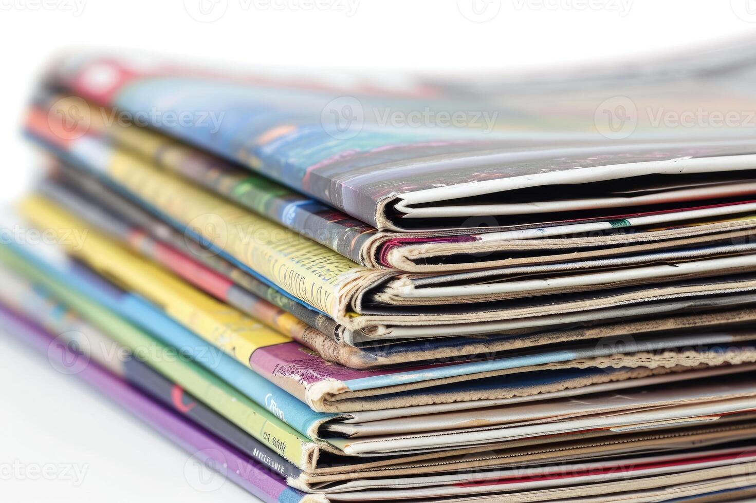 AI generated Stack of magazines isolated on white background photo