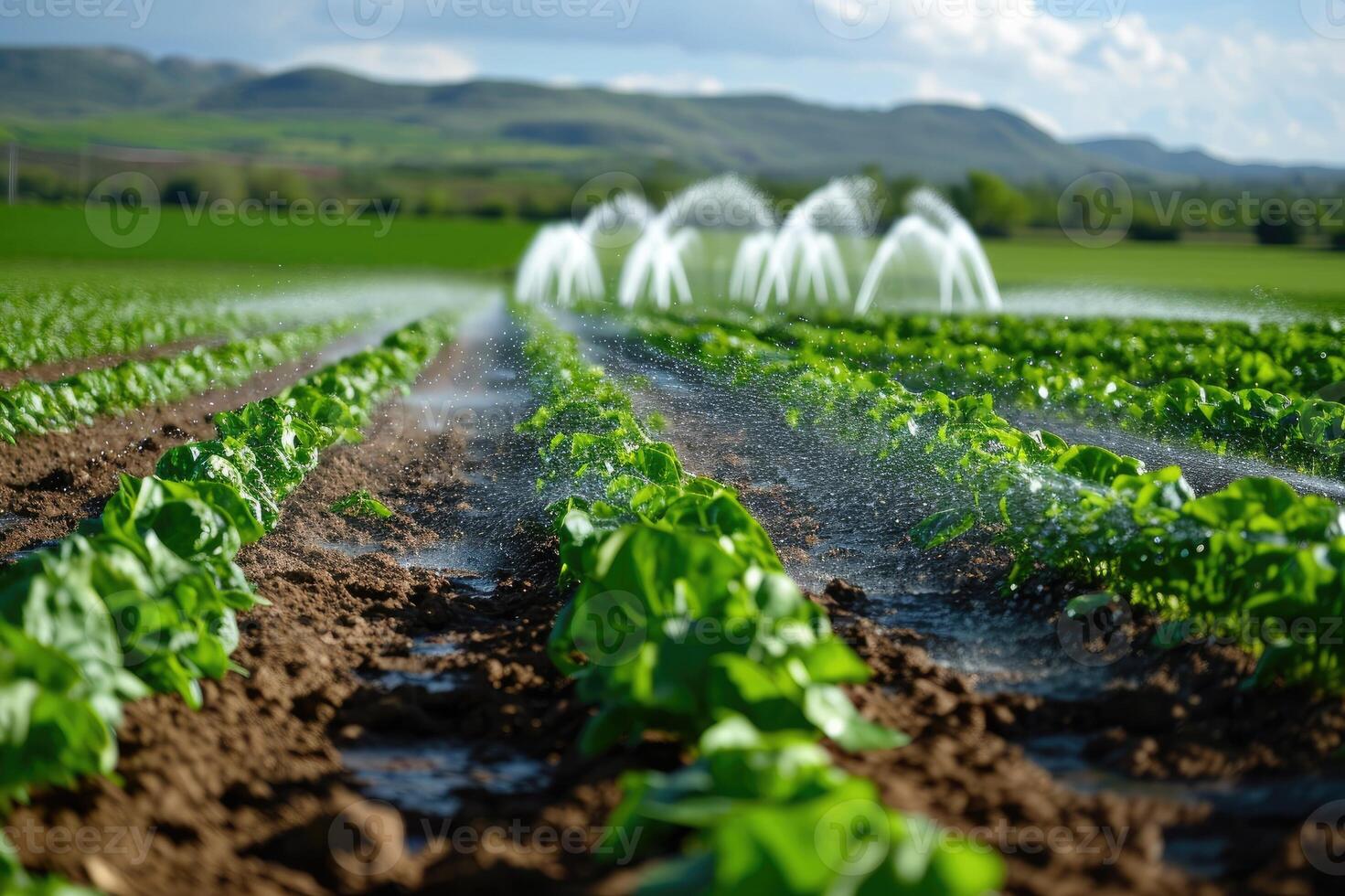 AI generated Precision irrigation systems and agricultural practices contributing to the efficient use of water in agriculture. photo