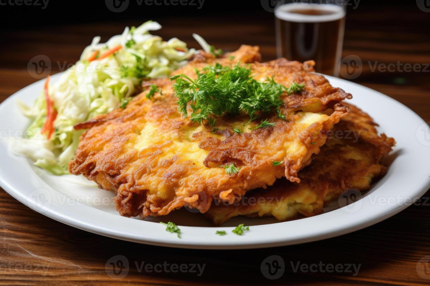 AI generated Cabbage Schnitzel on plate photo