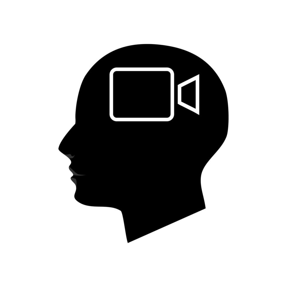 Head silhouette and video icon vector