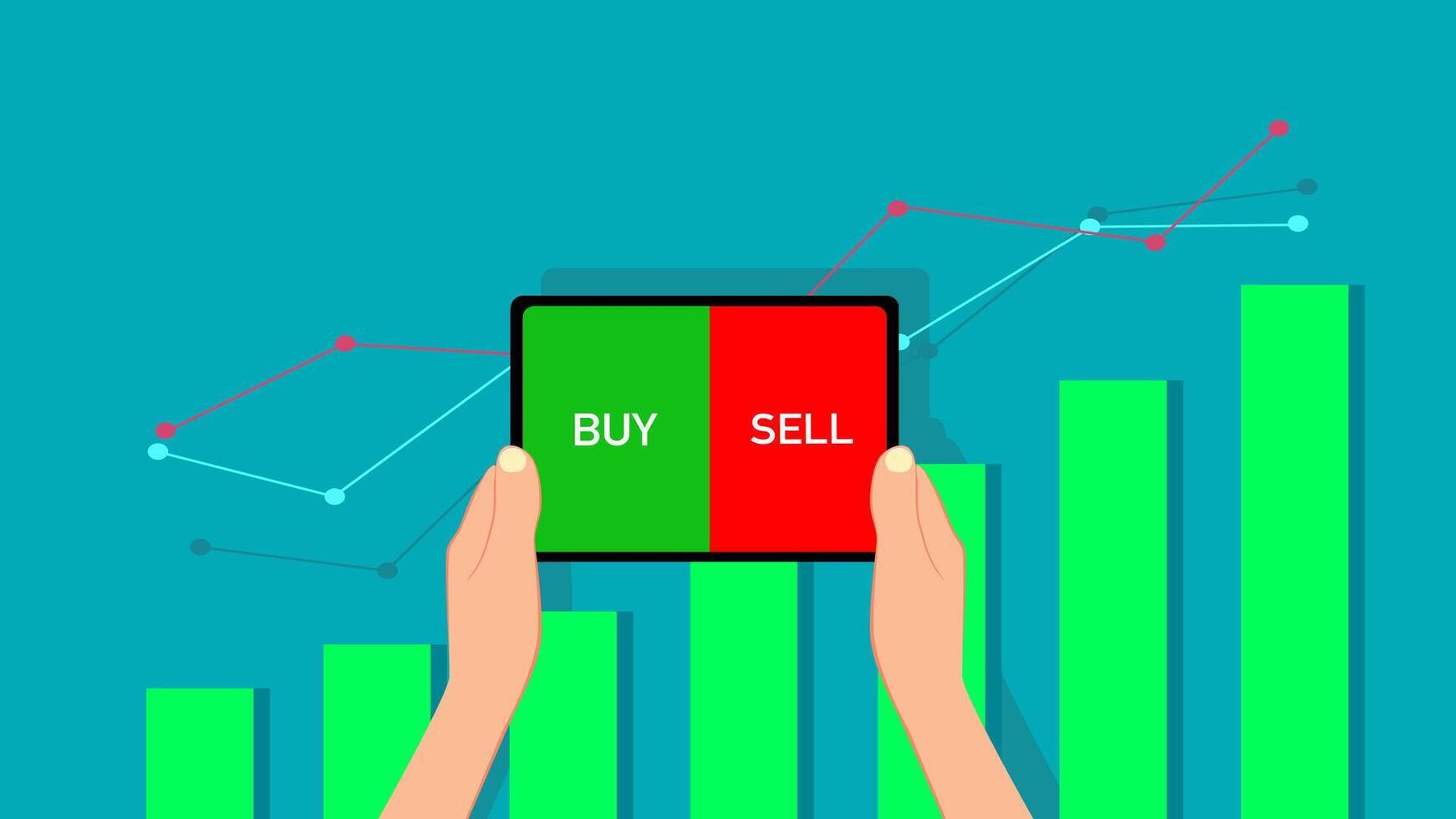 buy and sell over the Stock market chart vector