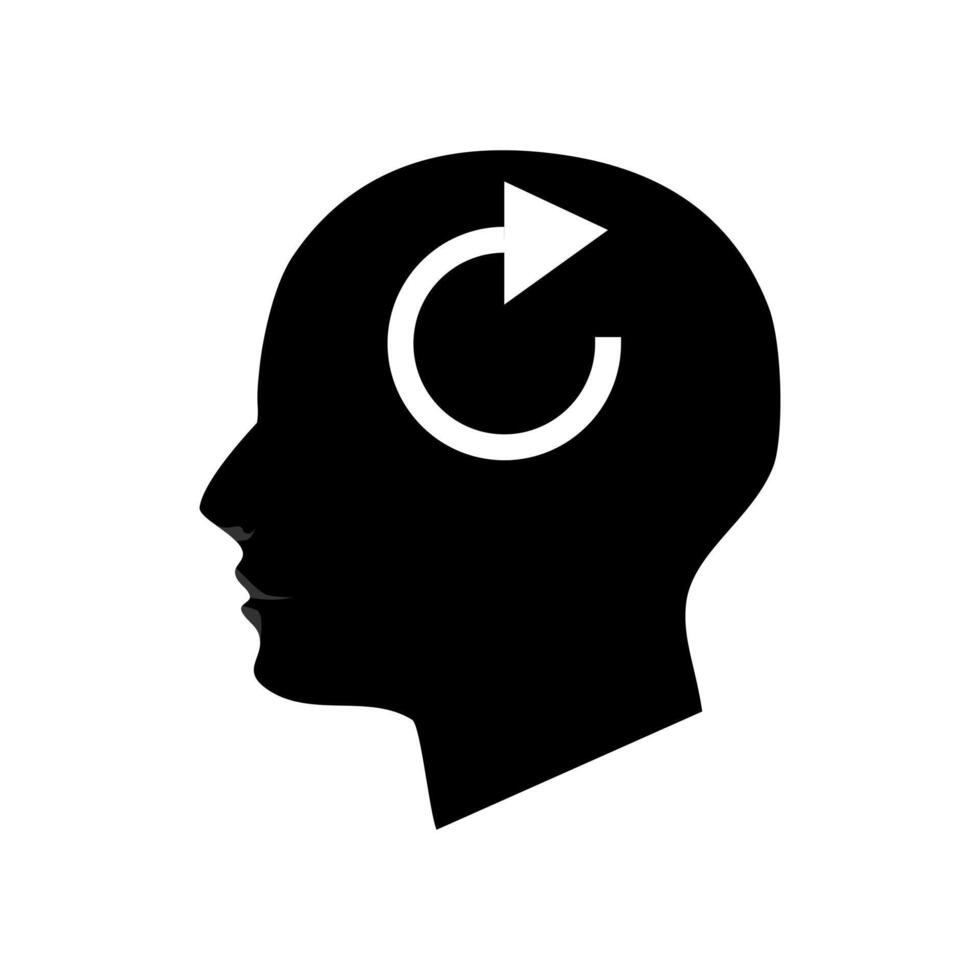 Silhouette of head and refresh vector