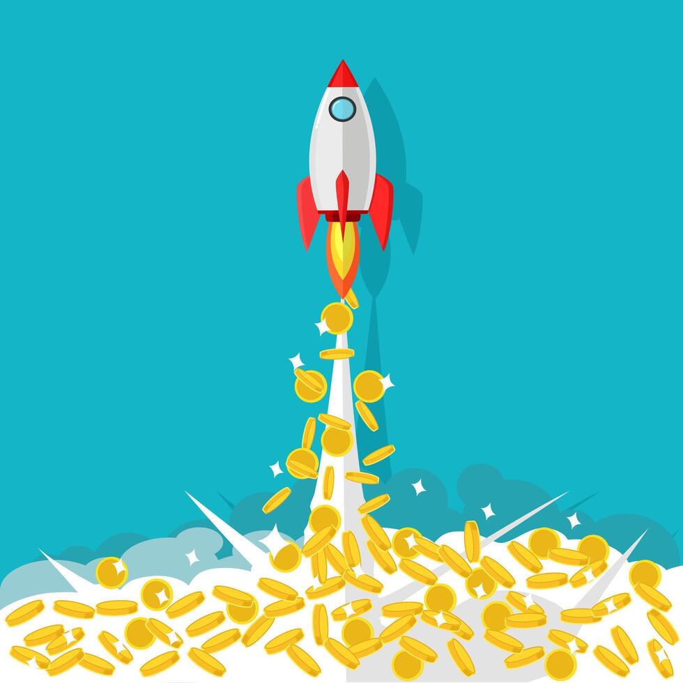 Rockets and coins vector