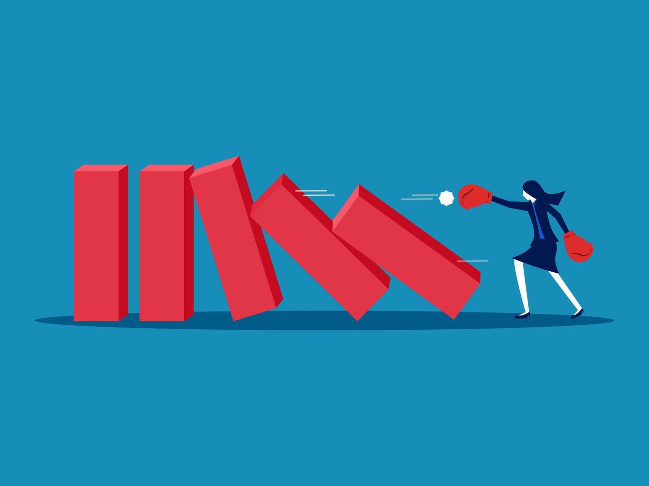 Domino effect. pushes dominoes to fall vector