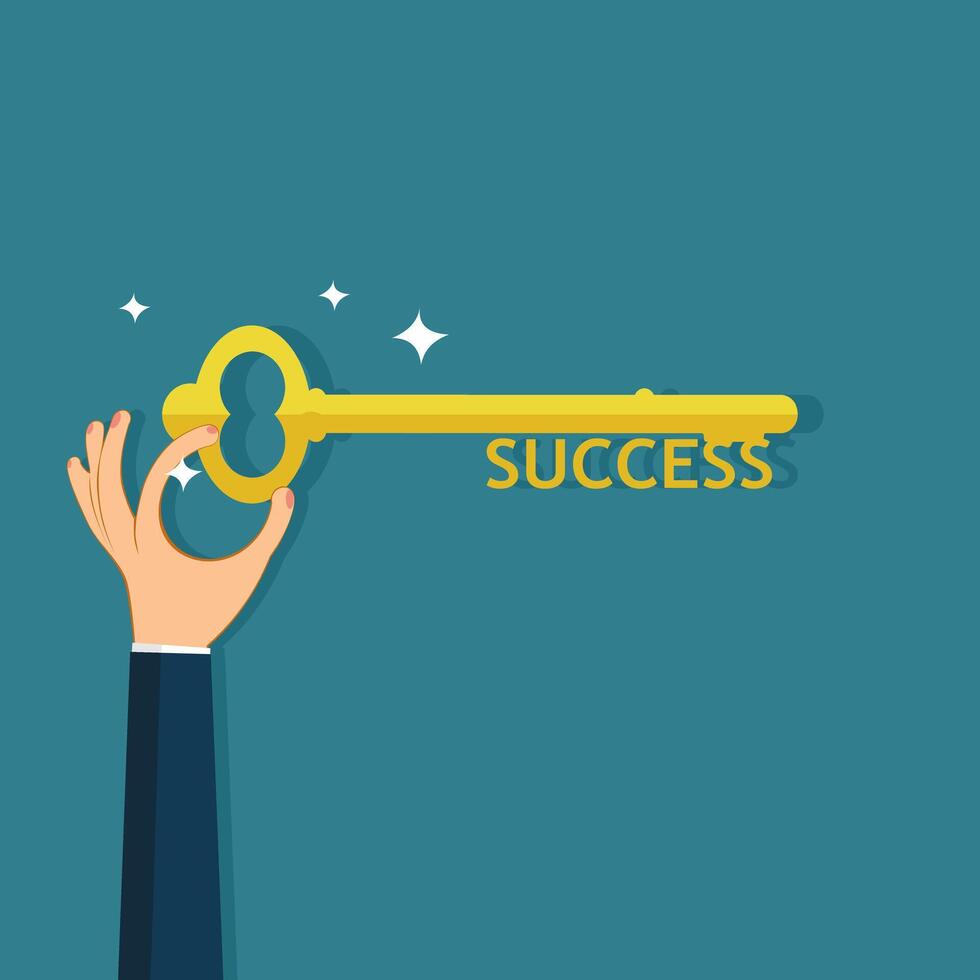 Hand holding key to success. A symbol of success vector