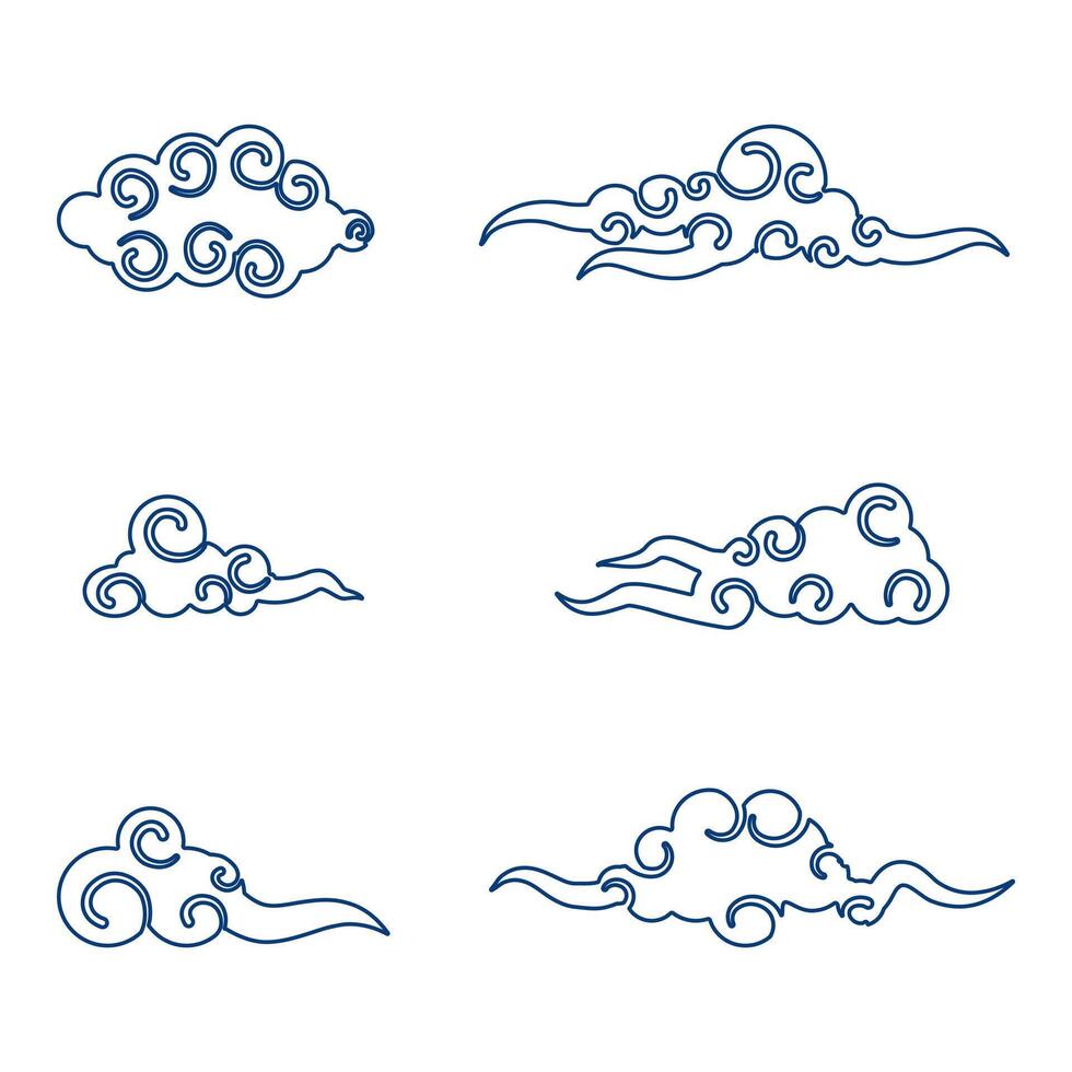 Collection of Chinese clouds vector