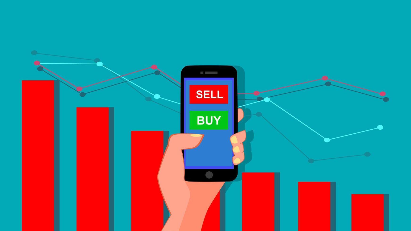 buy and sell over the Stock market chart vector