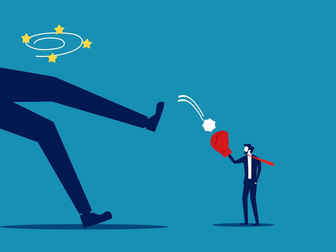 Small businesses beat big businesses. small businessman defeats a giant opponent vector