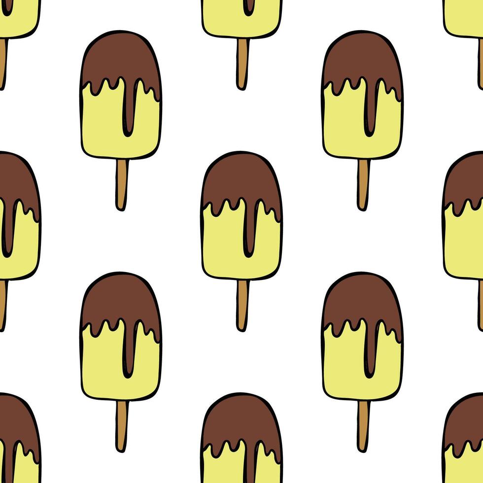 Seamless pattern with ice cream doodle for decorative print, wrapping paper, greeting cards, wallpaper and fabric vector