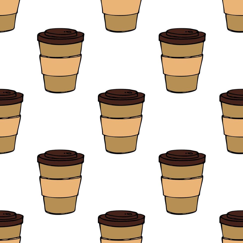 Seamless pattern with cute cup of tea or coffee doodle for decorative print, wrapping paper, greeting cards, wallpaper and fabric vector