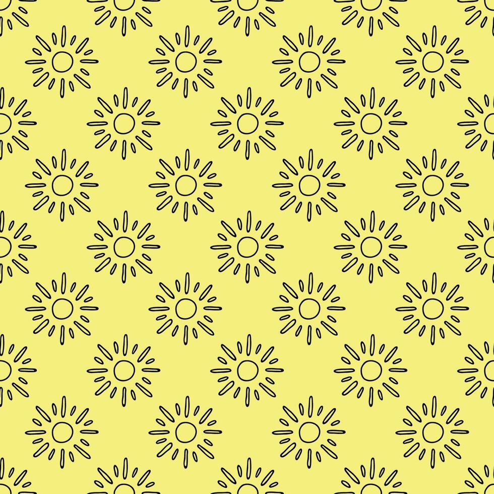 Seamless pattern with sun doodle for decorative print, wrapping paper, greeting cards, wallpaper and fabric vector