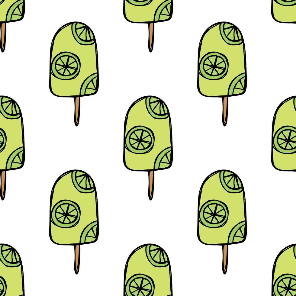 Seamless pattern with ice cream doodle for decorative print, wrapping paper, greeting cards, wallpaper and fabric vector